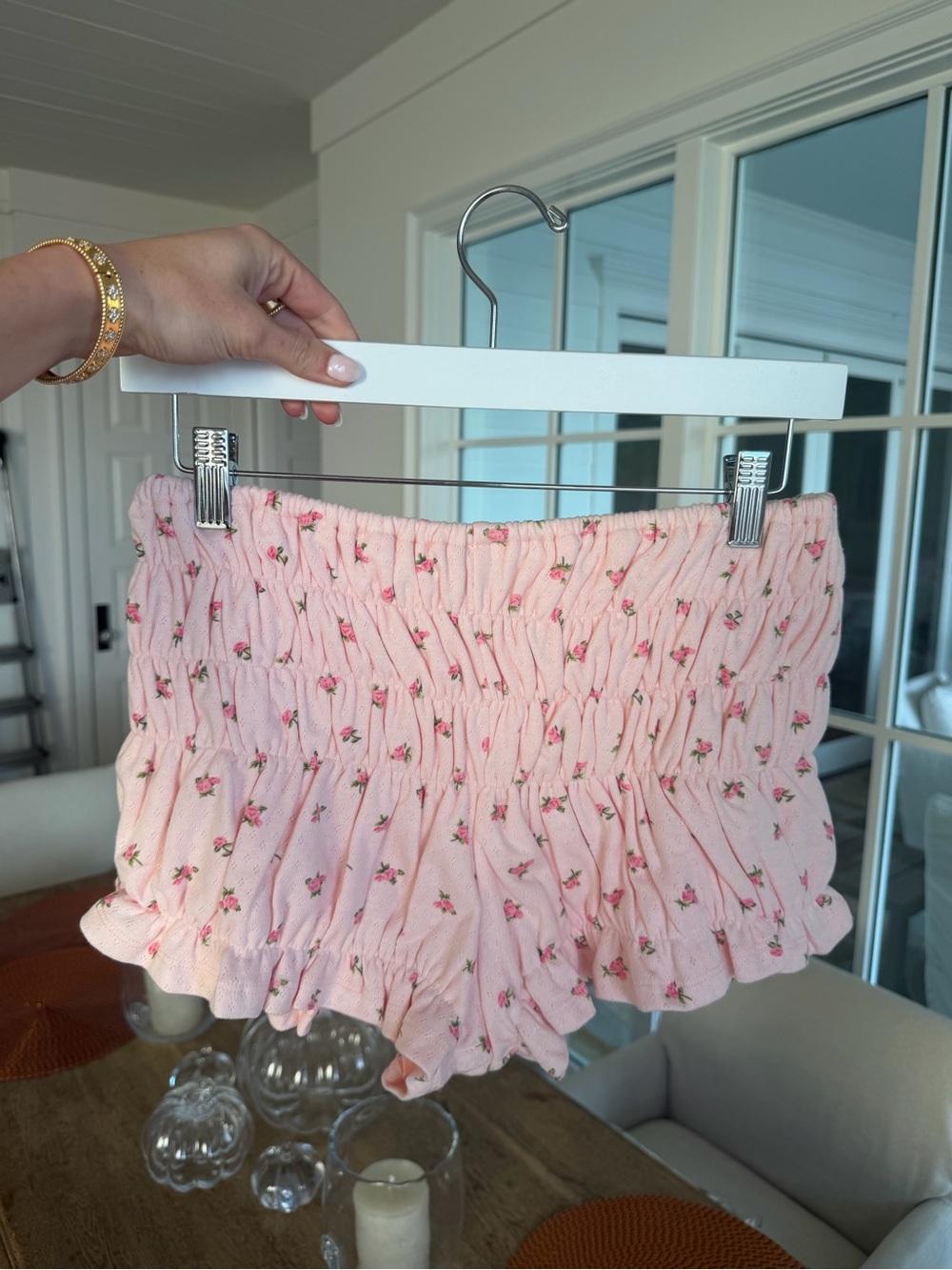 Hazel Boutique Floral Ruffle Shorts in Pink